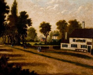 ホワイトハウスイン、ダベンポートロードとボーイズの間にある予備校、コベントリー、1855年頃 作： Thomas Hough